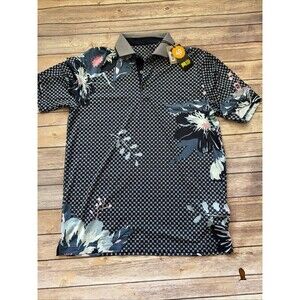 New Puma Mattr Terrance Polo Shirt Mens Large Floral Cobra Golf Logo Mens M Blue